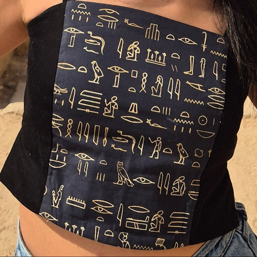Hiéroglyphes Gabardine Crop Top - Hiéroglyphes Quotidiens