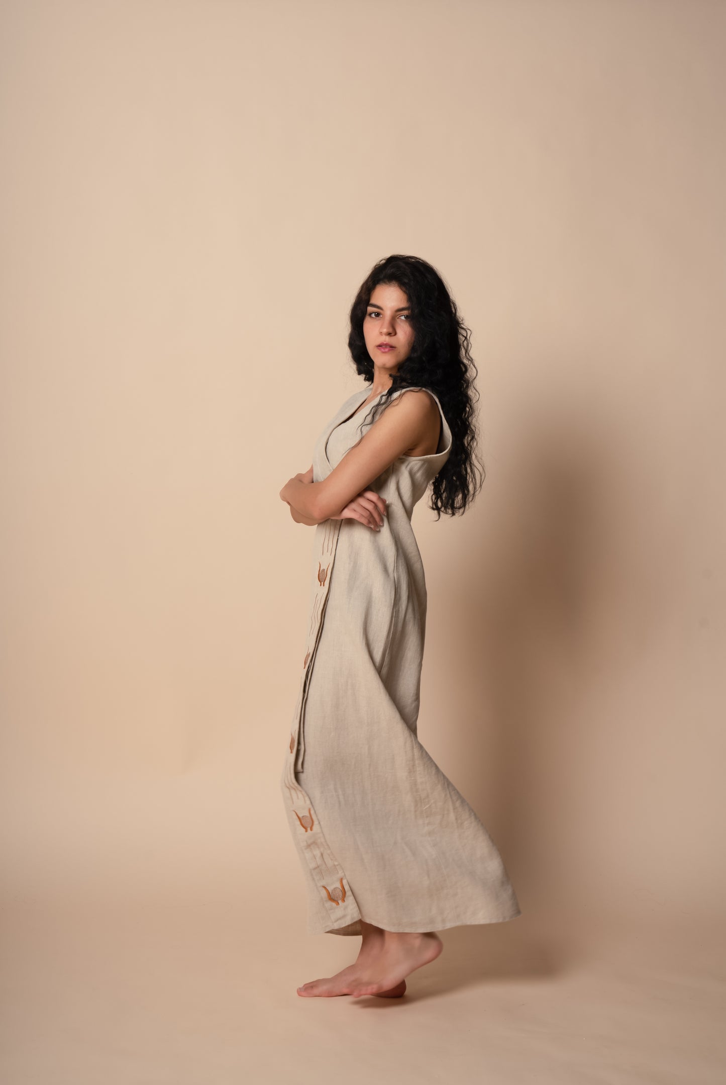 Minimalist Divine Femininity Dress in Beige