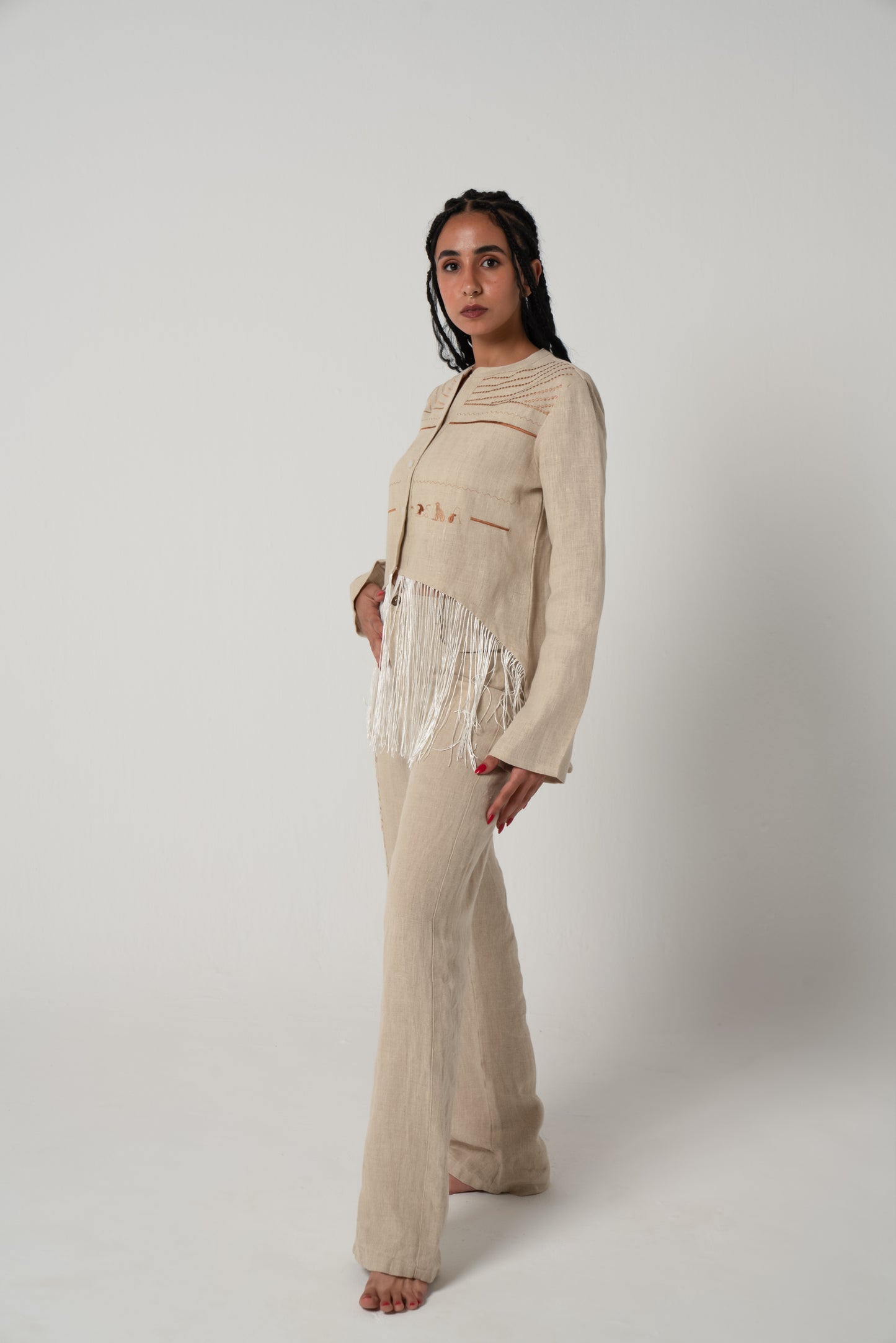 Fringed Linen Shirt - Collier Sacré