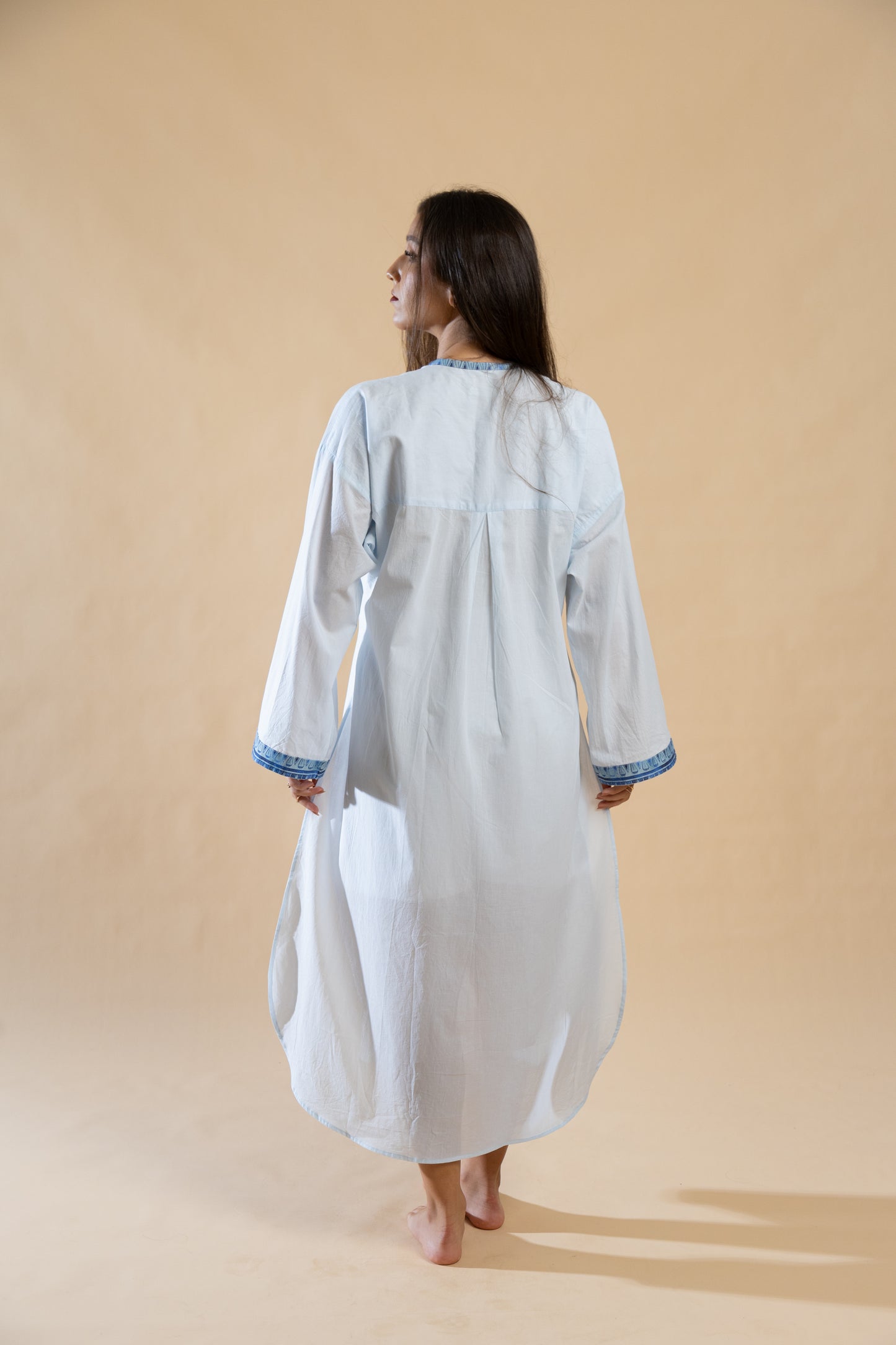 Céleste Cotton Shirt Dress in Sky Blue