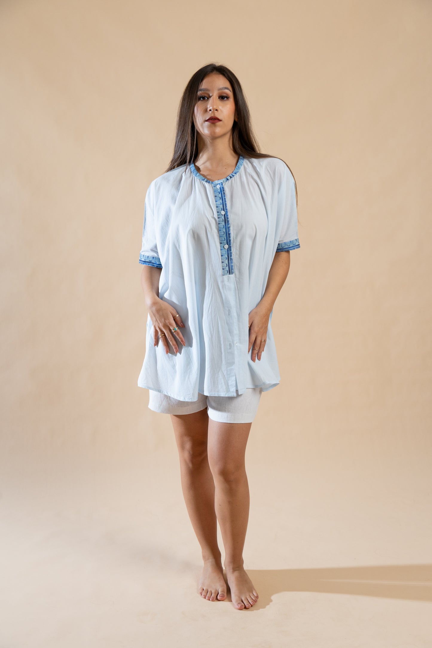 Céleste Cotton Shirt in Sky Blue