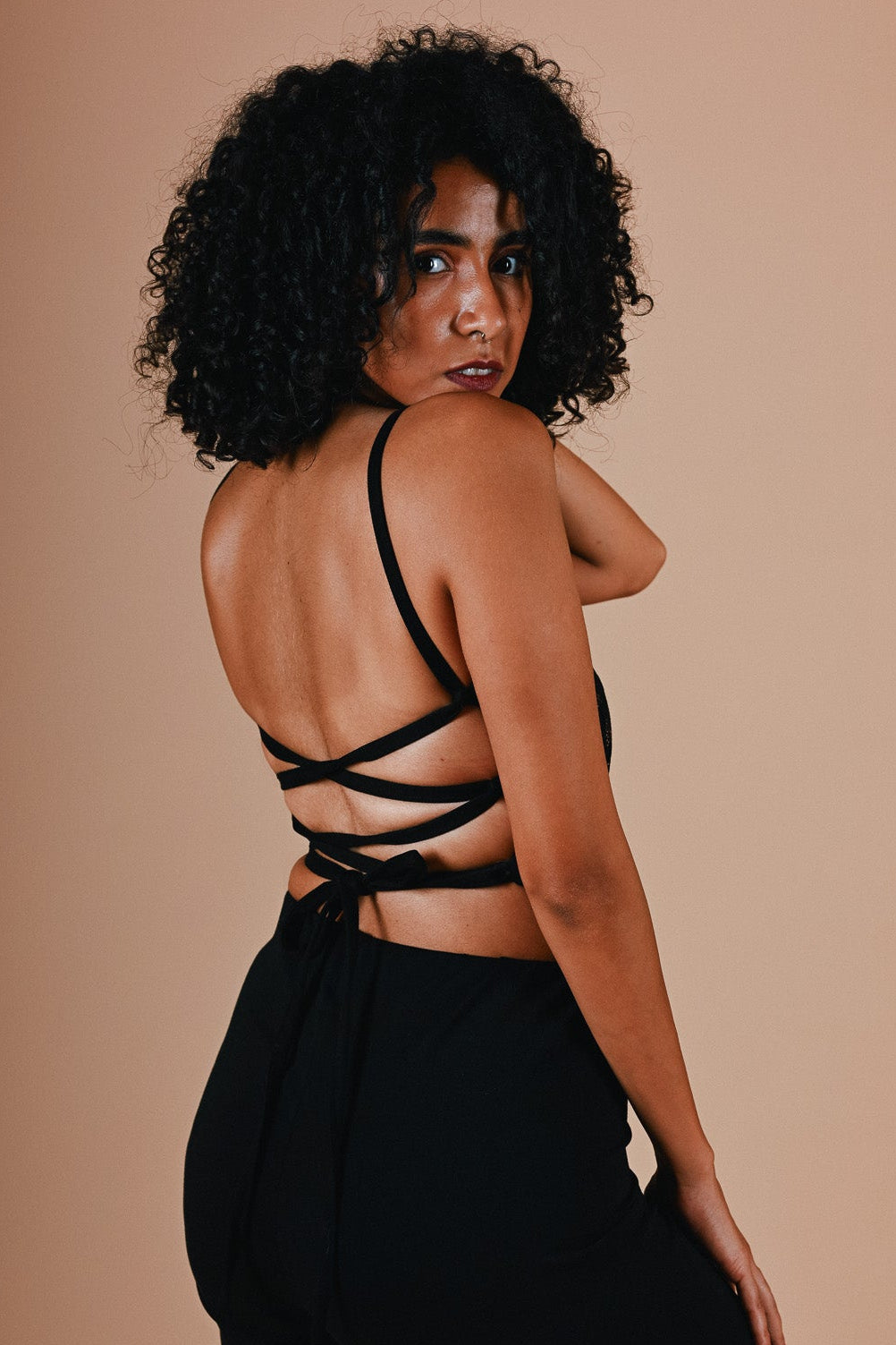 Hiéroglyphes Quotidiens Crop Top - Black