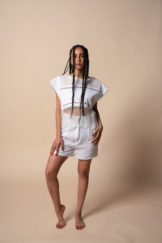 Collier Sacré Cropped T-shirt in White