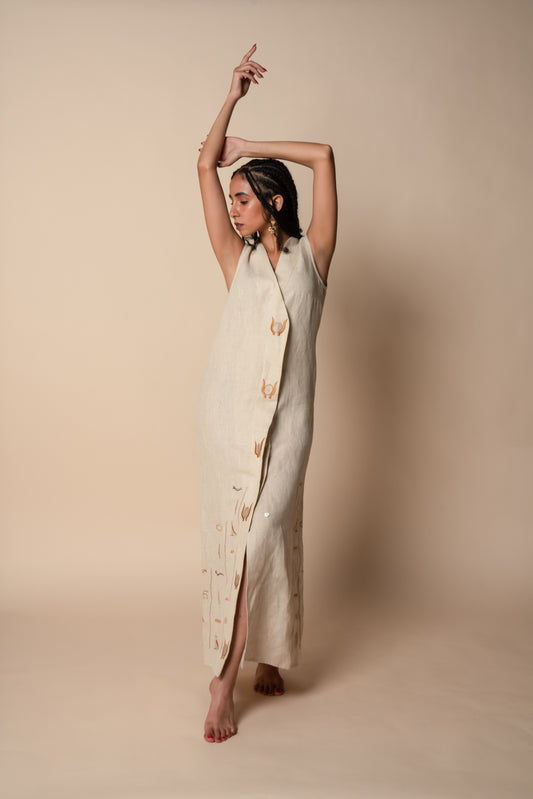 Full-On Divine Femininity Dress in Beige