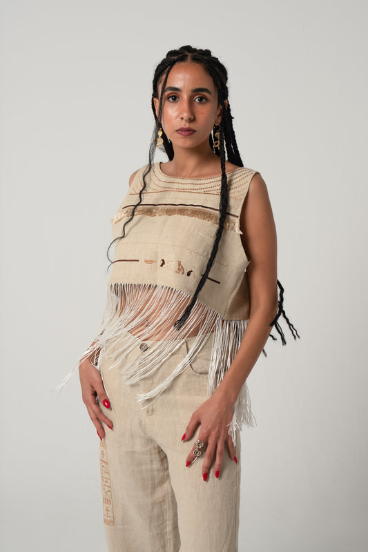 Collier Sacré Crop Top in Beige