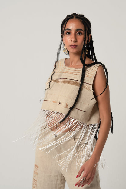 Collier Sacré Crop Top in Beige