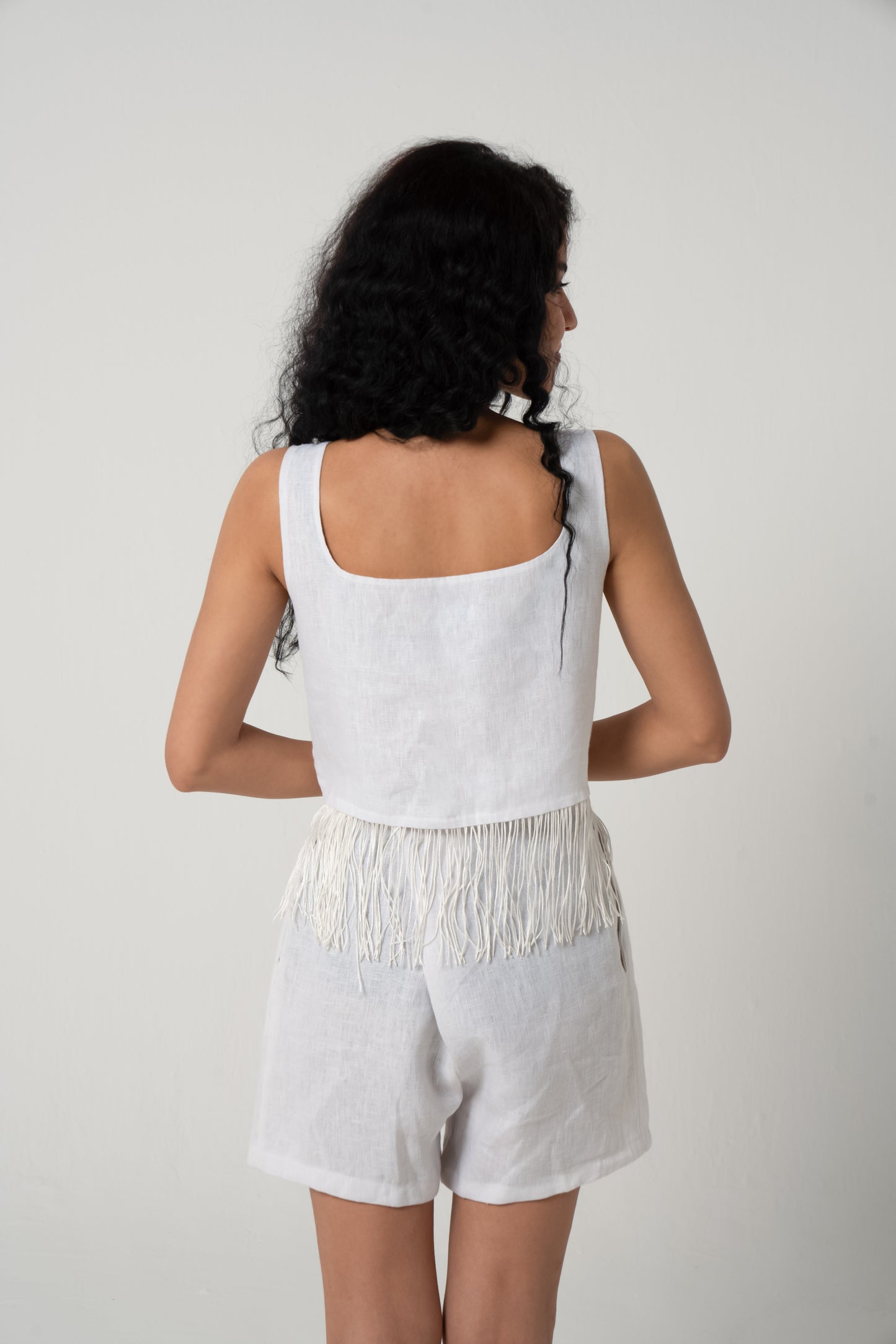 Fringed Linen Top - Collier Sacré