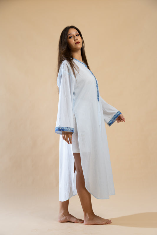 Céleste Cotton Shirt Dress in Sky Blue