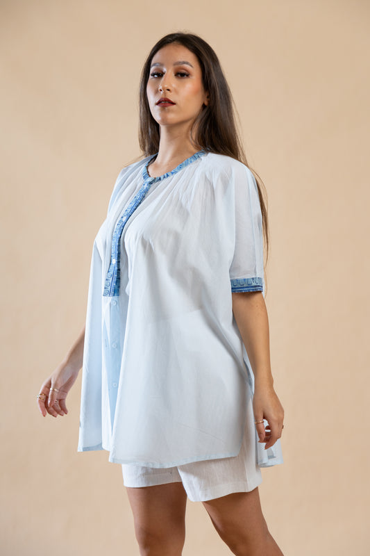 Céleste Cotton Shirt in Sky Blue
