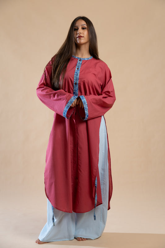 Céleste Cotton Shirt Dress in Auburn Clay