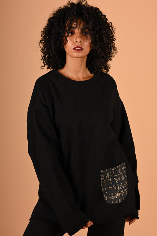 Hieroglyph Quotidien Sweatshirt in Black