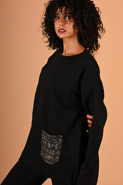 Hieroglyph Quotidien Sweatshirt in Black