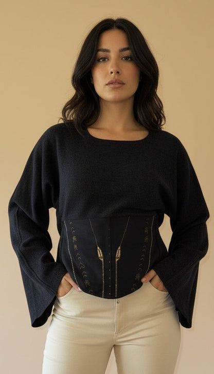 Isisienne Cashmere infused Loose Top in Black