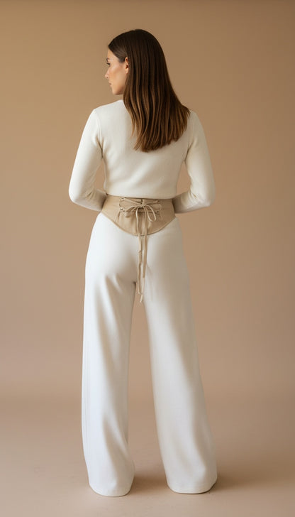 Isisienne Cashmere infused Trousers in Off-White / Beige
