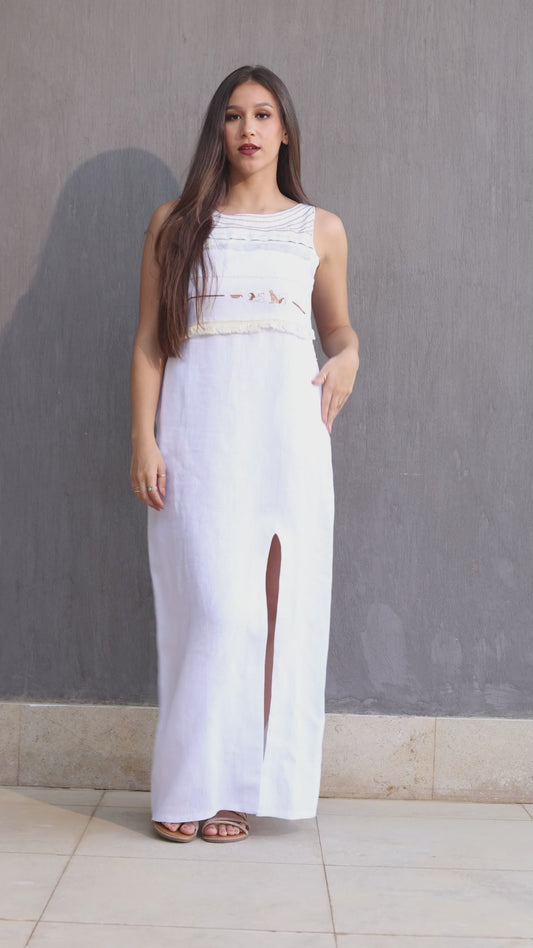 Fringed Linen Dress - Collier Sacré